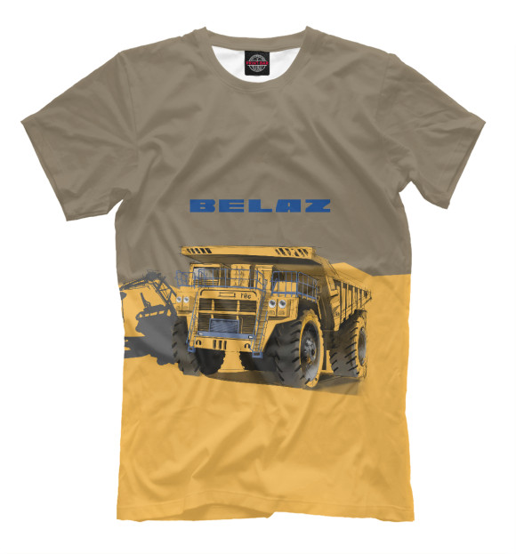 Мужская футболка с изображением Belaz цвета Серый