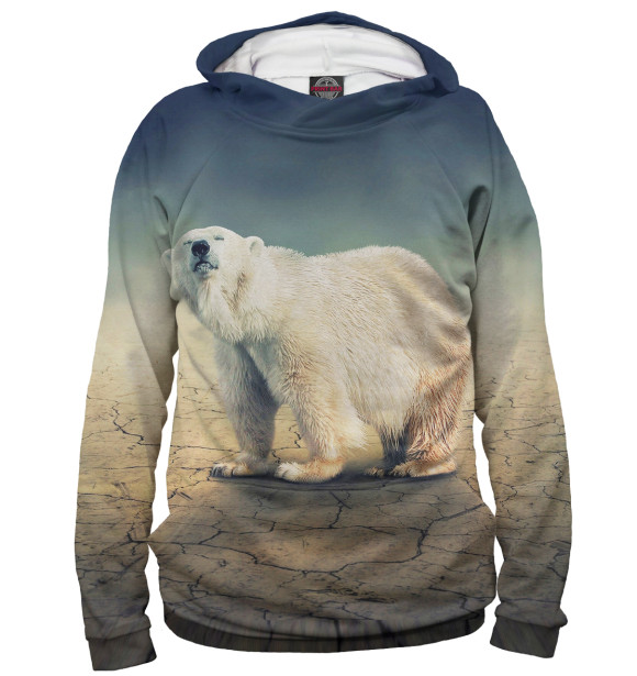 Мужское худи с изображением Медведь цвета Белый