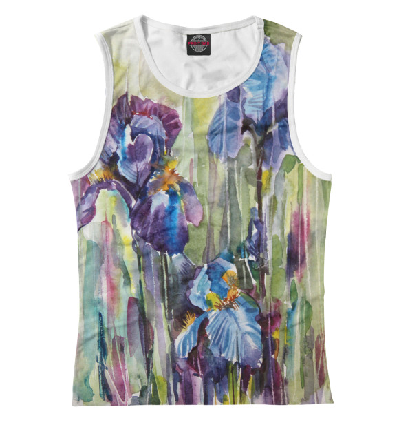 Майка для девочки с изображением Ирисы акварель цвета Белый