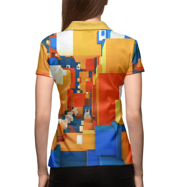 Женское поло с изображением Оптические кубы цвета Белый