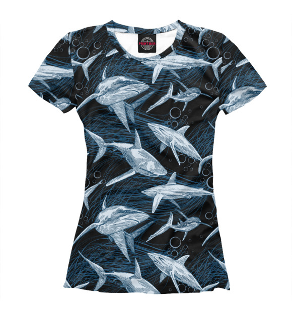 Женская футболка с изображением Акулы цвета Белый