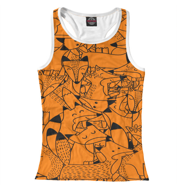 Женская майка-борцовка с изображением Лисички Pattern цвета Белый