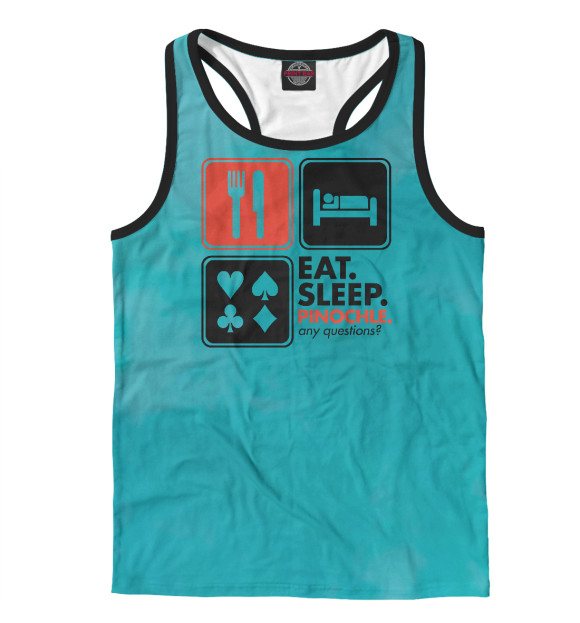 Мужская майка-борцовка с изображением Eat Sleep Pinochle цвета Белый