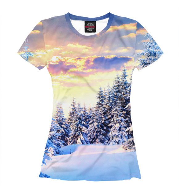 Женская футболка с изображением Зима цвета Белый