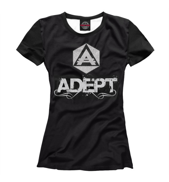 Женская футболка с изображением Adept цвета Белый