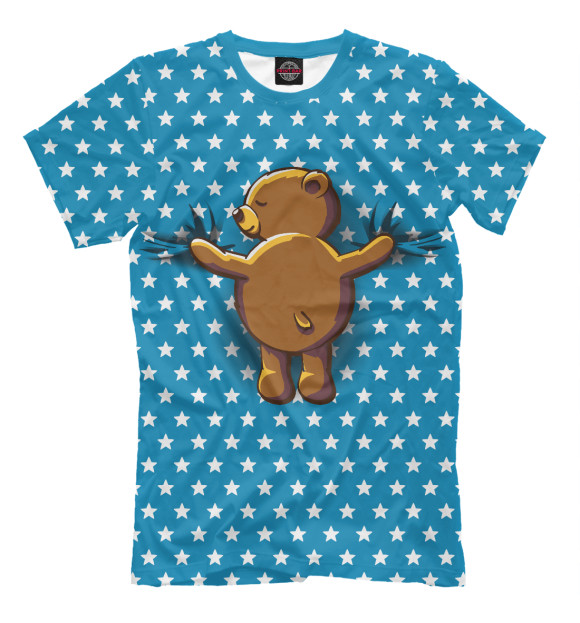 Мужская футболка с изображением Медвежьи обьятия цвета Грязно-голубой