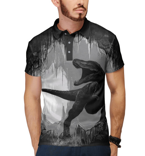 

Поло Print Bar, Белый, Пещера динозавра