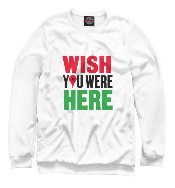 Свитшот для девочек с изображением Wish you were here цвета Белый