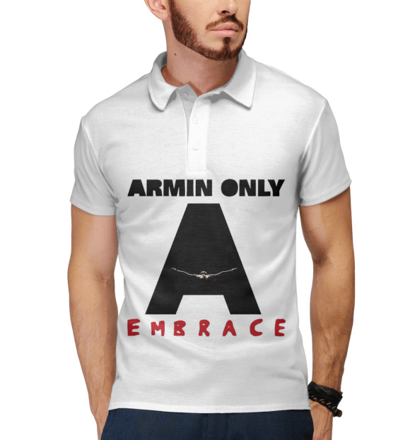 Мужское поло с изображением Armin Only : Embrace цвета Белый