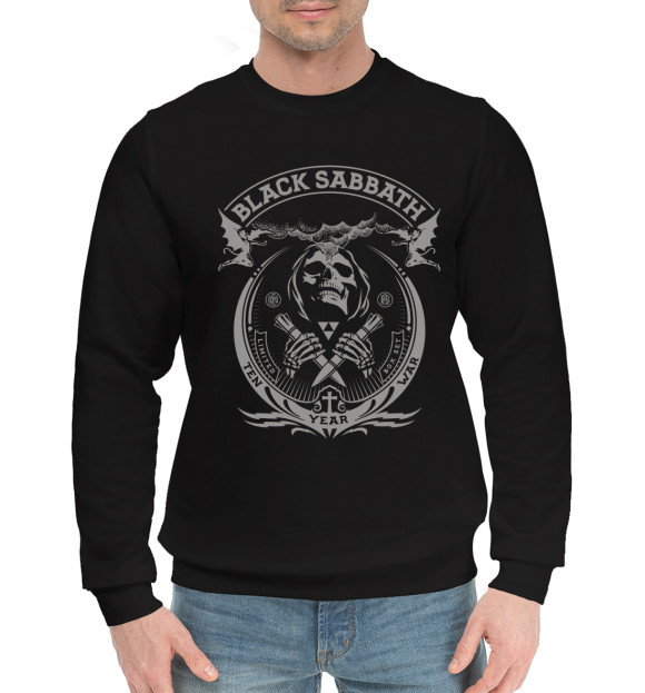 Мужской хлопковый свитшот с изображением Black Sabbath цвета Черный