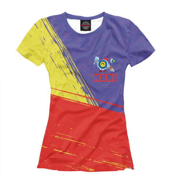 Футболка для девочек с изображением Brawl Stars Nani цвета Белый