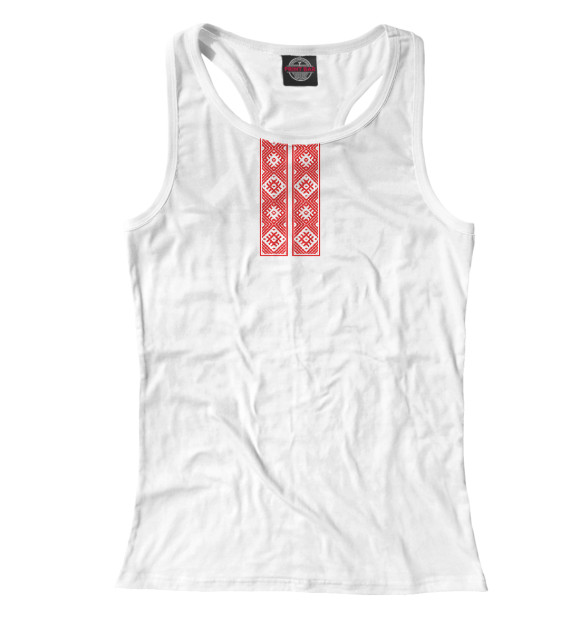 Женская майка-борцовка с изображением Вышиванка белорусская цвета Белый