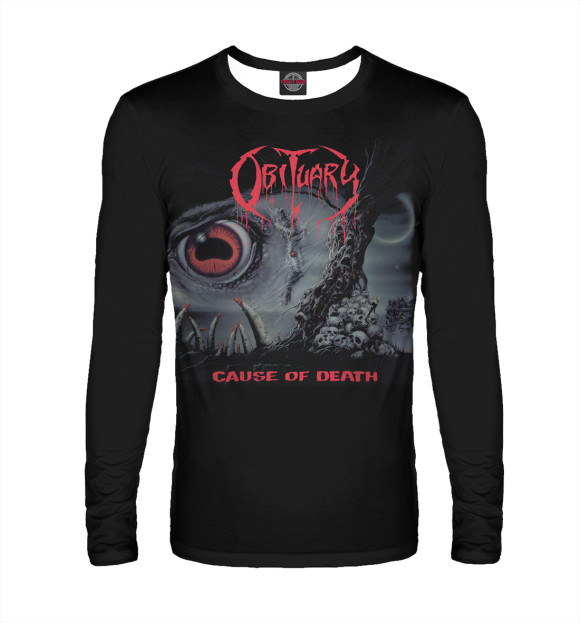 Мужской лонгслив с изображением Obituary цвета Белый