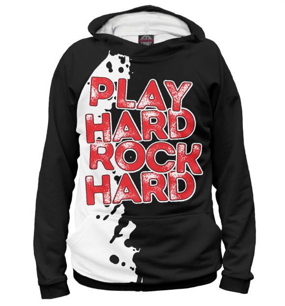 Женское худи с изображением Play hard rock hard цвета Белый