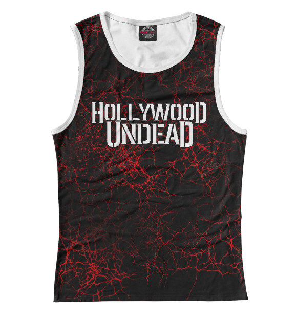 Майка для девочки с притом Hollywood Undead цвета Белый Майка для девочки с изображением Hollywood Undead цвета Белый