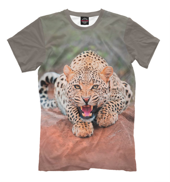 Мужская футболка с изображением Гепард цвета Серый