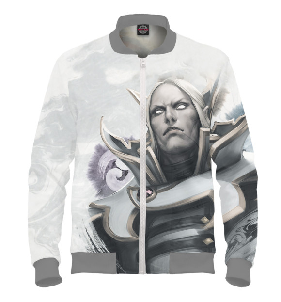 Мужской бомбер с притом Invoker цвета Белый Мужской бомбер с изображением Invoker цвета Белый