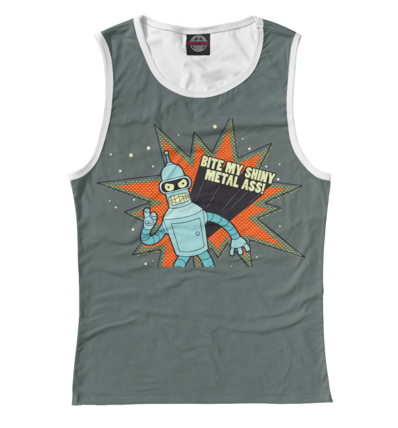 Майка для девочки с притом Bender цвета Белый Майка для девочки с изображением Bender цвета Белый