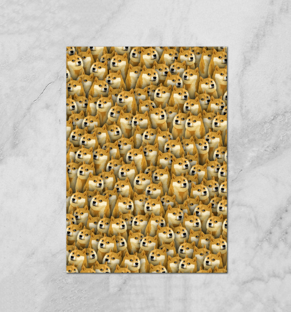 Плакат с изображением Собачки Doge цвета Белый