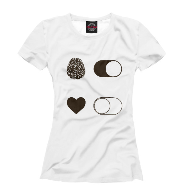 Женская футболка с изображением Мозг включить цвета Белый