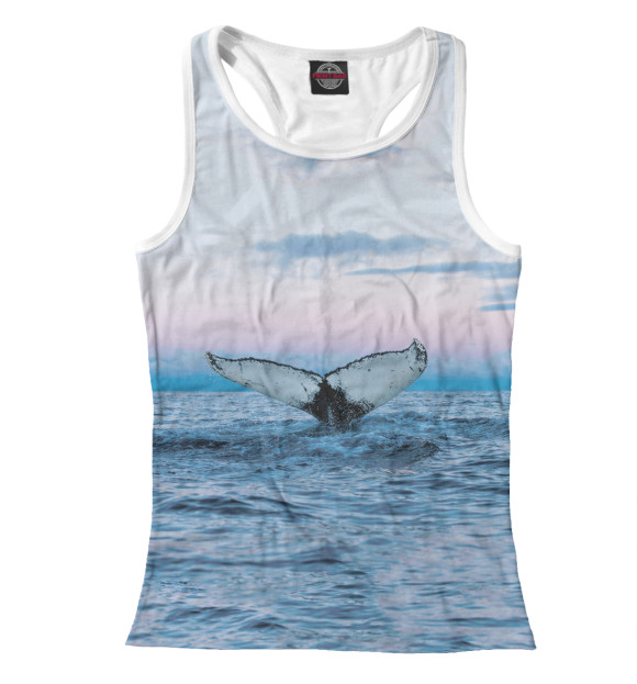 Женская майка-борцовка с изображением Кит цвета Белый