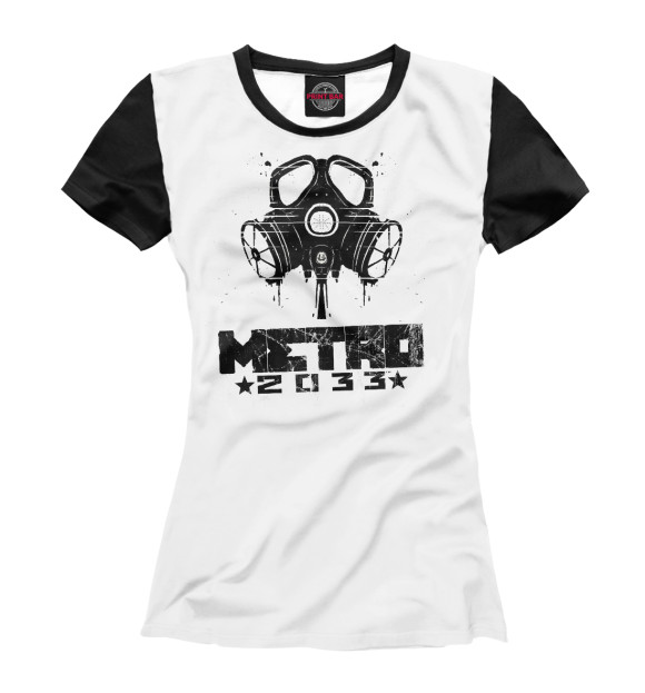 Женская футболка с изображением Metro 2033 black l цвета Белый