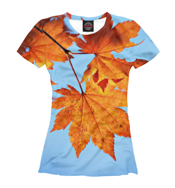 Женская футболка с изображением Осенние кленовые листья цвета Белый