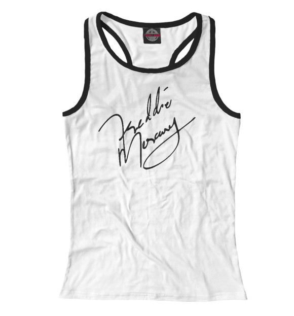 Женская майка-борцовка с изображением Автограф Фредди Меркьюри цвета Белый