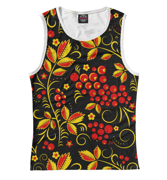 Майка для девочки с изображением Хохлома цвета Белый