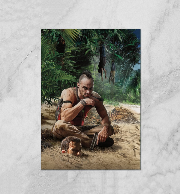 Плакат с изображением Far Cry 3 — Ваас цвета Белый
