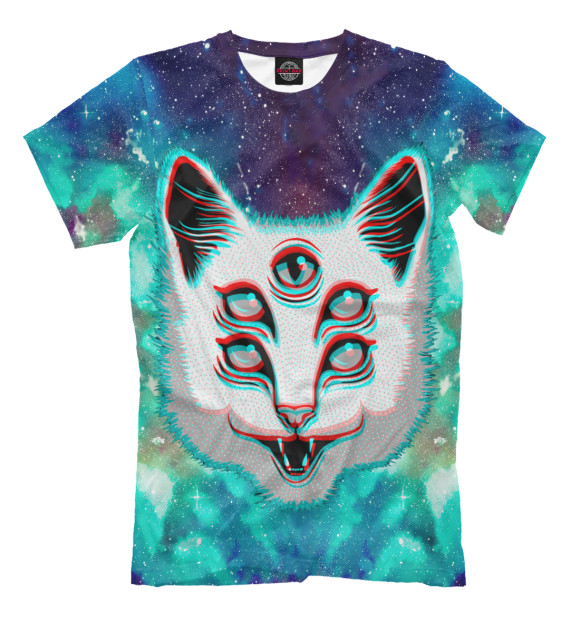 Футболка для мальчиков с изображением HypnoCat цвета Молочно-белый