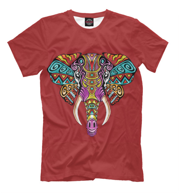 Мужская футболка с изображением Индийский слон цвета Светло-коричневый