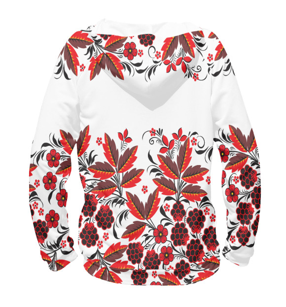 Женское худи с изображением Анжелика роспись хохлома цвета Белый