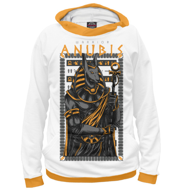 Женское худи с изображением Anubis warrior цвета Белый