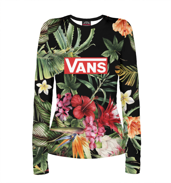 Женский лонгслив с изображением VANS Tropical цвета Белый