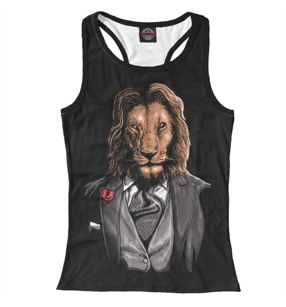 Женская майка-борцовка с изображением Мистер Лев цвета Белый