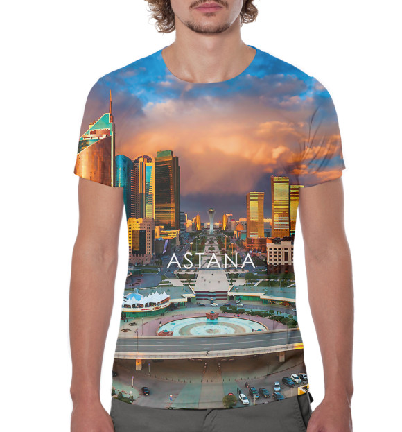 Мужская футболка с изображением Астана цвета Белый