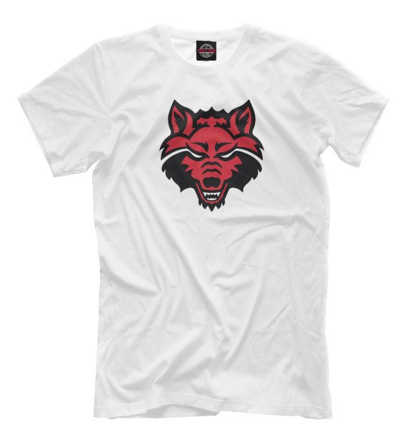 Мужская футболка с изображением Красный волк на белом фоне цвета Белый
