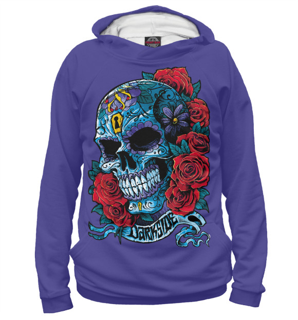 Худи для мальчика с изображением Skull&Rose цвета Белый