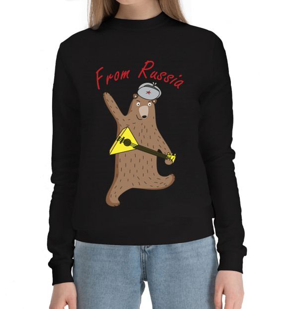 Женский хлопковый свитшот с изображением From Russia цвета Черный