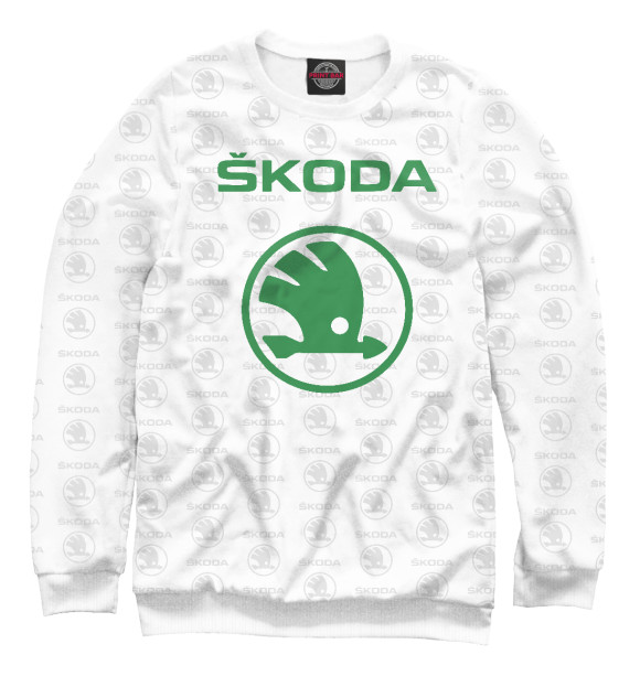 Мужской свитшот с изображением Skoda цвета Белый