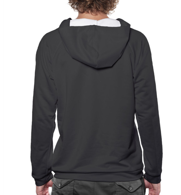 Мужское худи с изображением Футбольный фанат цвета Белый