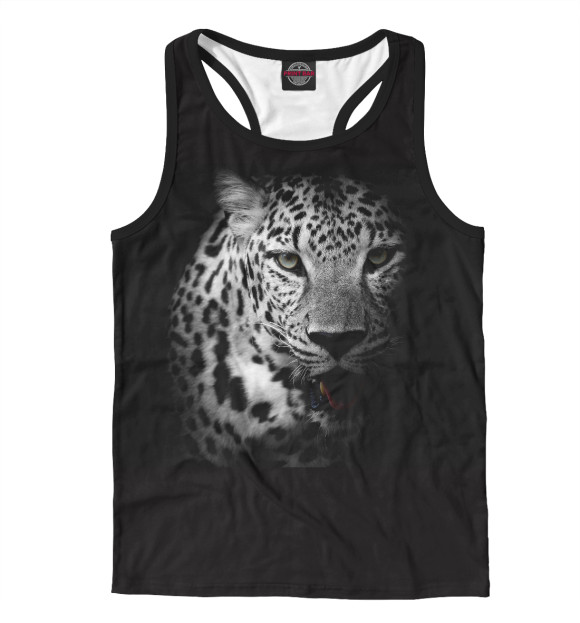 Мужская майка-борцовка с изображением Леопард цвета Белый