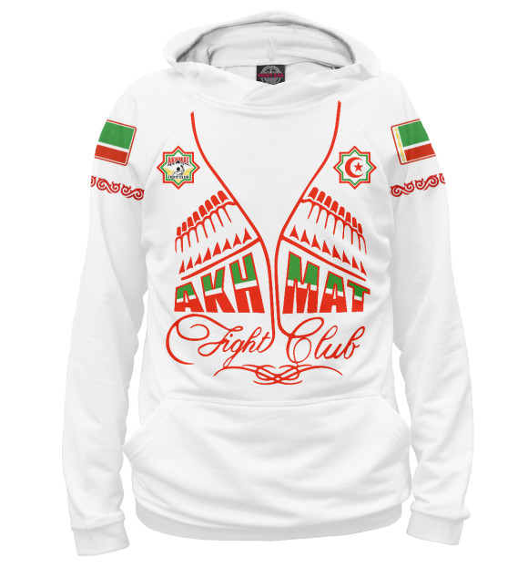 Женское худи с изображением Akhmat Fight Club White цвета Белый