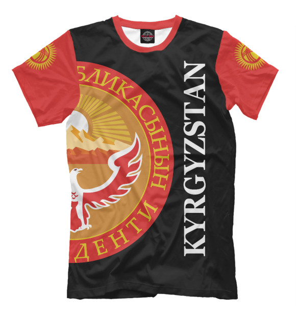 Мужская футболка с изображением Киргизстан цвета Белый