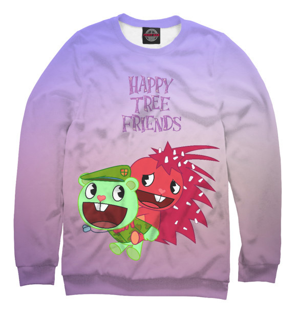 Мужской свитшот с изображением Happy Tree Friends цвета Белый