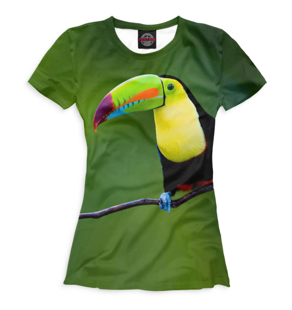 Женская футболка с изображением Тукан цвета Белый
