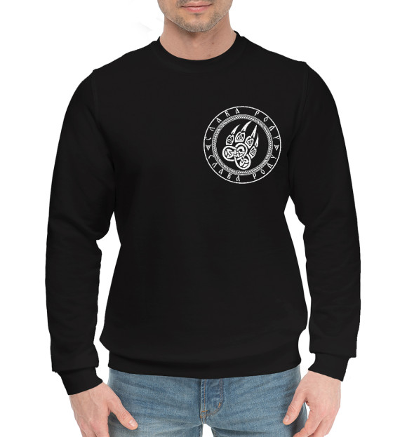 Мужской хлопковый свитшот с изображением Слава Велесу цвета Черный