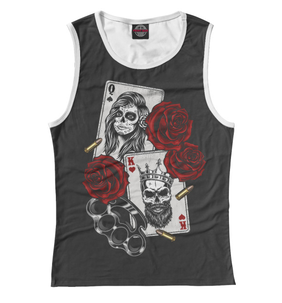 Майка для девочки с притом Карточный Гангстер цвета Белый Майка для девочки с изображением Карточный Гангстер цвета Белый