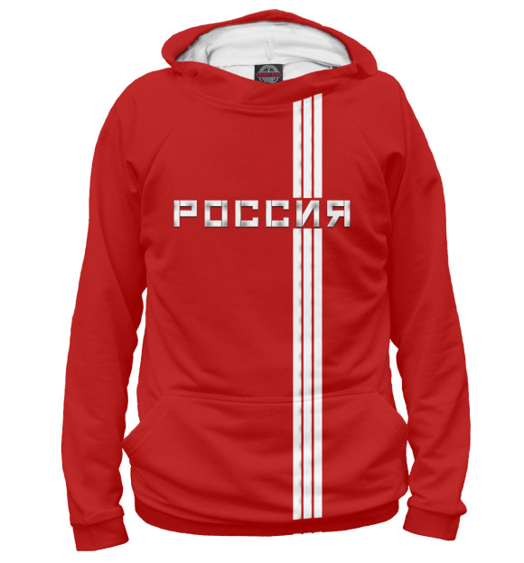 Мужское худи с изображением Спортивная Россия цвета Белый